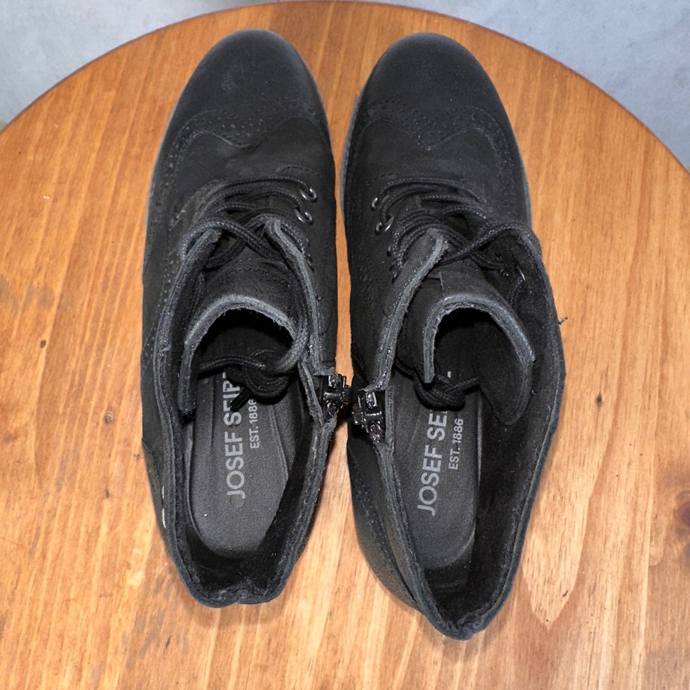 Josef Seibel Sienna 03 Boots Women 38 Black Good Wingtip Brogue Leather - Picture 11 of 12